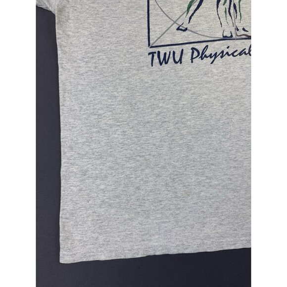 Rare Vintage 90s Texas Womens University Physical Therapy Art Da Vinci Gray Tee - Picture 5 of 13
